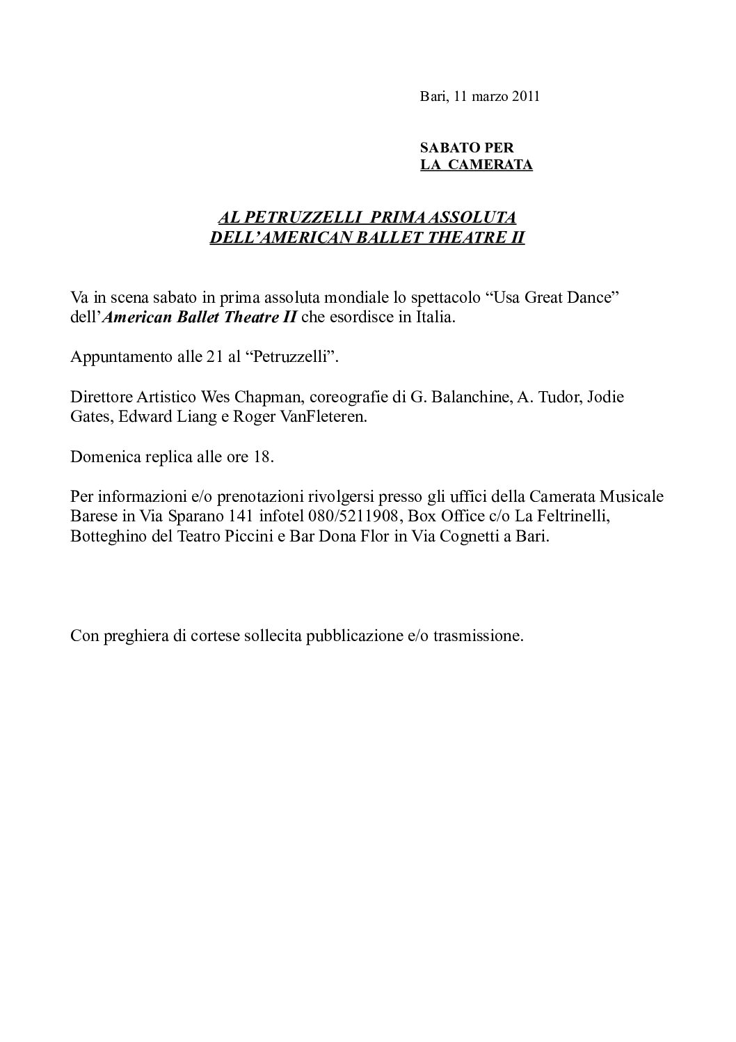 AL PETRUZZELLI PRIMA ASSOLUTA DELL’AMERICAN BALLET THEATRE II