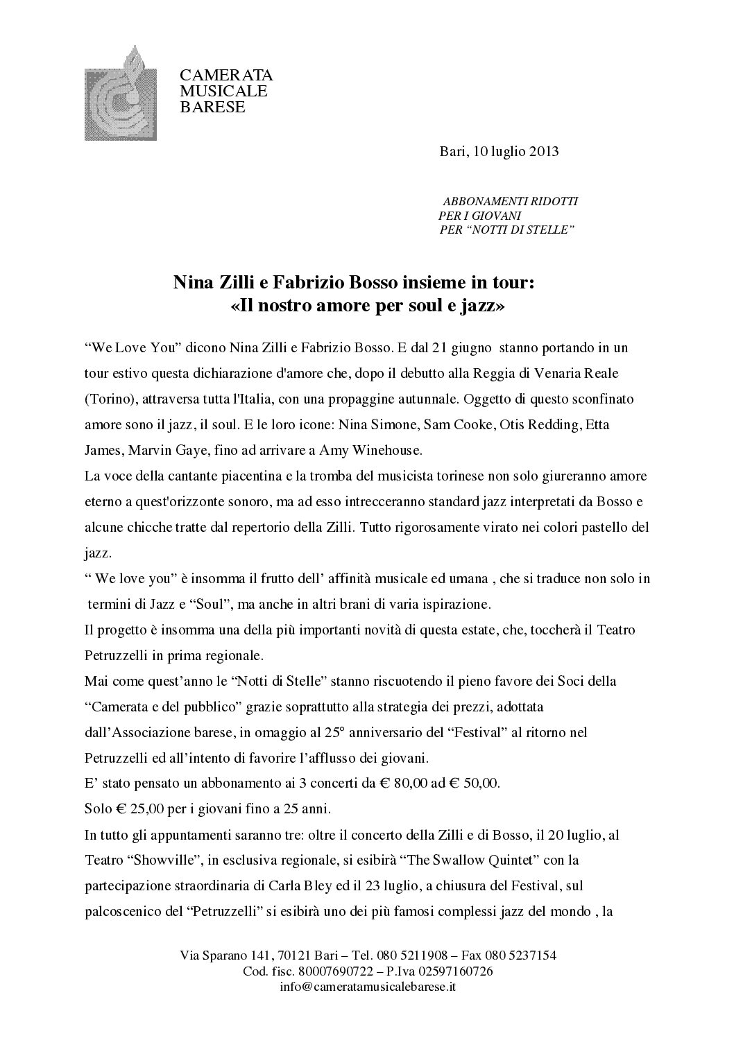Nina Zilli e Fabrizio Bosso insieme in tour: «Il nostro amore per soul e jazz»