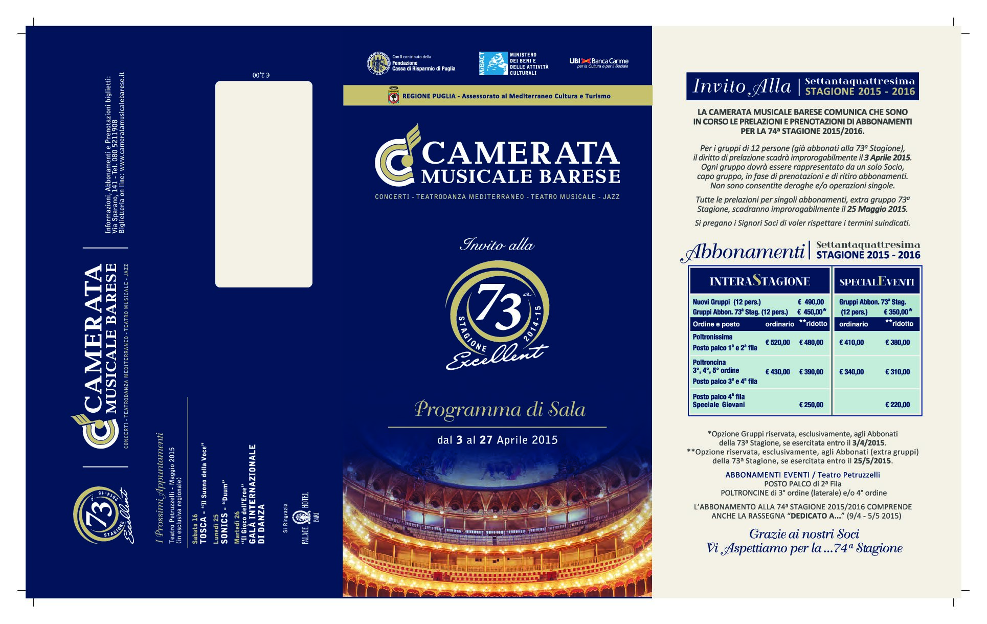 Programma di Sala dal 3 al 27 aprile